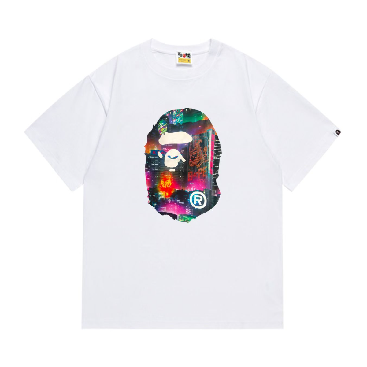 Bathing Shark and ape head print T-Shirt NextBlock