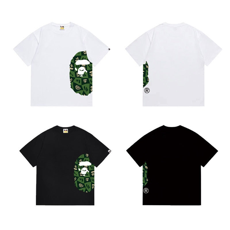 Bathing Shark and ape head print T Shirts NextBlock