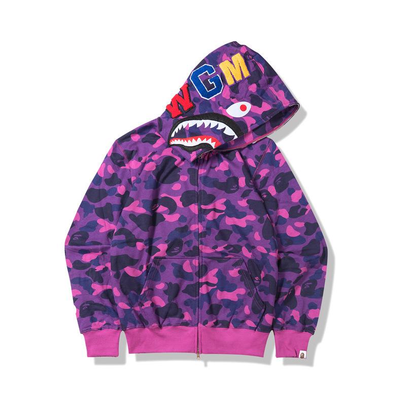 Bathing Shark and ape head print Hoodie Autumn and Winter Shark Mouth Men and Women Casual Camouflage Thin Sweater Baggy NextBlock
