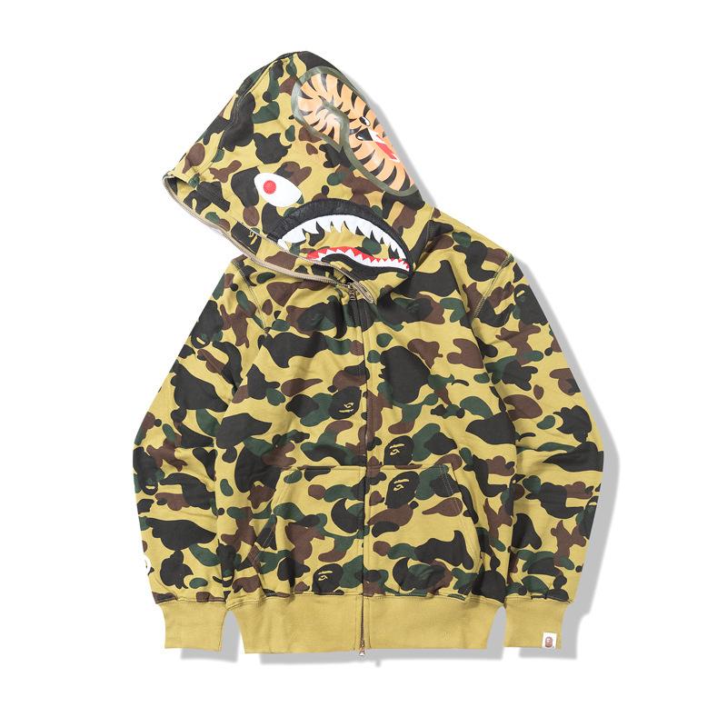 Bathing Shark and ape head print Hoodie Autumn and Winter Shark Mouth Men and Women Casual Camouflage Thin Sweater Baggy NextBlock