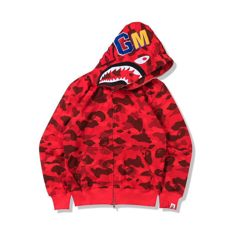 Bathing Shark and ape head print Hoodie Autumn and Winter Shark Mouth Men and Women Casual Camouflage Thin Sweater Baggy NextBlock