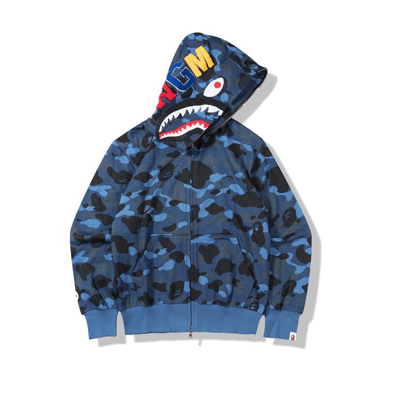 Bathing Shark and ape head print Hoodie Autumn and Winter Shark Mouth Men and Women Casual Camouflage Thin Sweater Baggy NextBlock