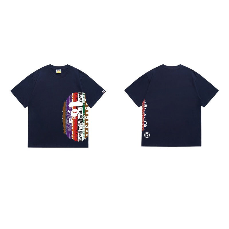 Bathing Shark and ape head print T Shirts NextBlock