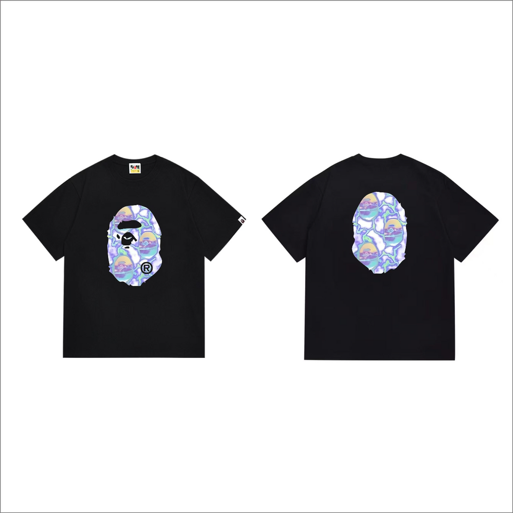 Bathing Shark and ape head print T-Shirt NextBlock