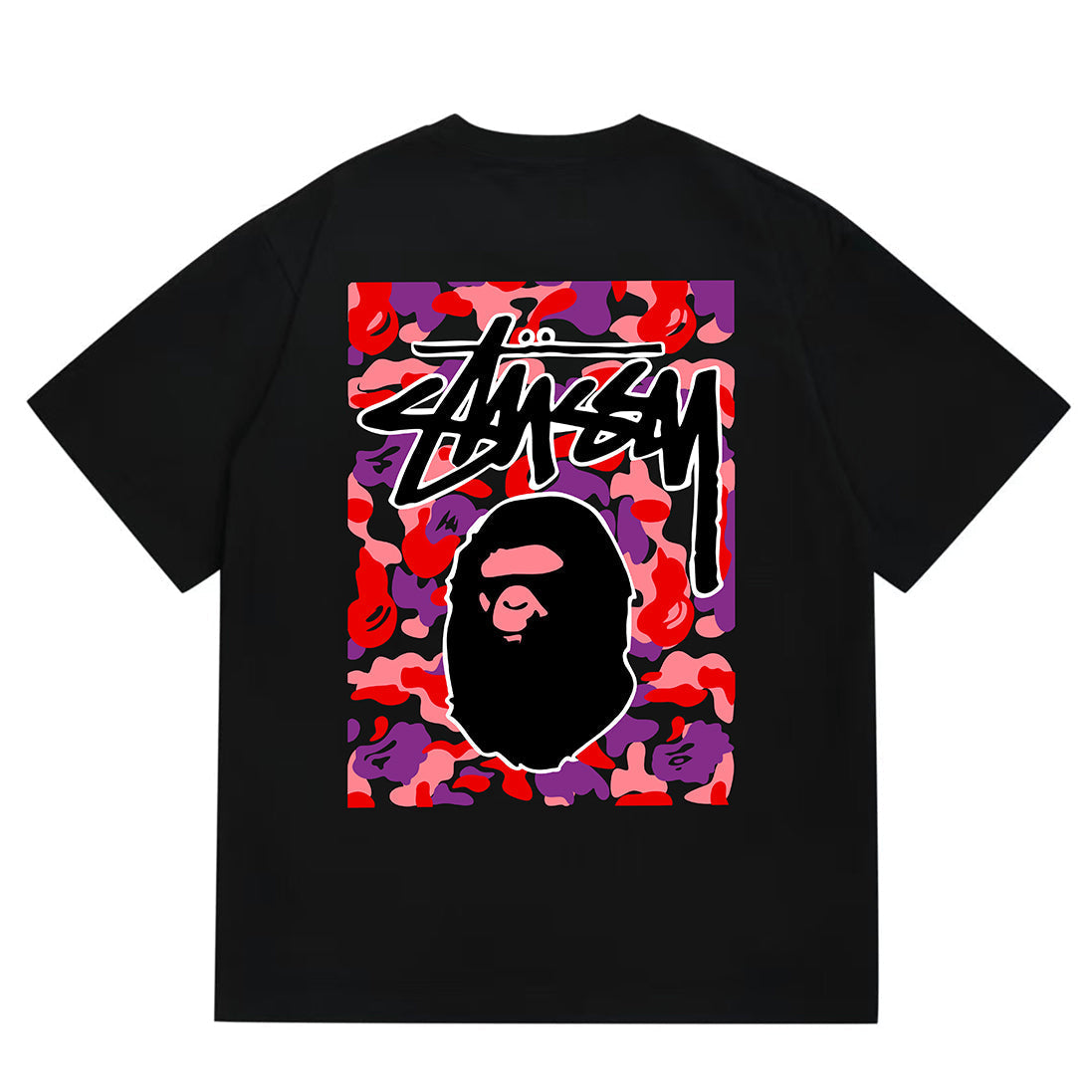 Bathing Shark and ape head print T-Shirt NextBlock