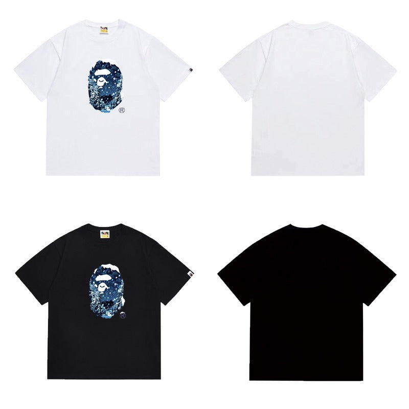 Bathing Shark and ape head print T Shirts NextBlock