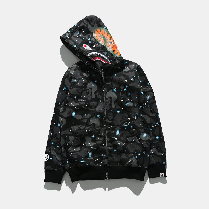 Bathing Shark and ape head print Hoodie Autumn and Winter Men's Shark Luminous Camouflage Brushed Shark Sweater Men's Ho NextBlock