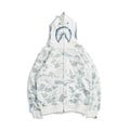 Bathing Shark and ape head print Hoodie Starry Sky Sweater Black and White Starry Sky Blue Shark Hat Printed Casual Hood NextBlock
