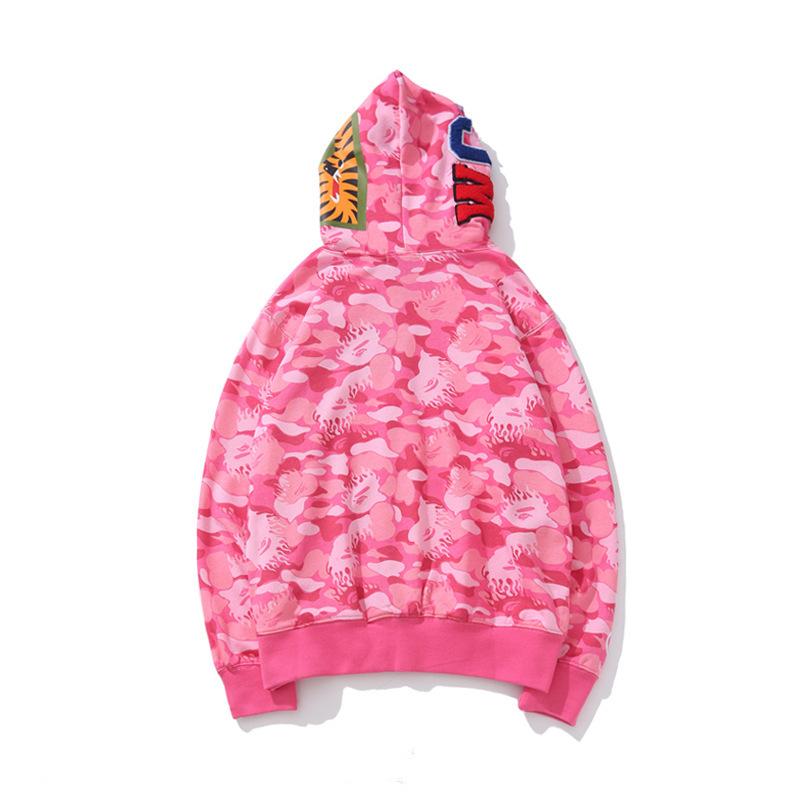 Bathing Shark and ape head print Hoodie Blue Jellyfish Ghost Fire Camouflage Shark Sweater Hooded Coat Casual Fashion Br NextBlock