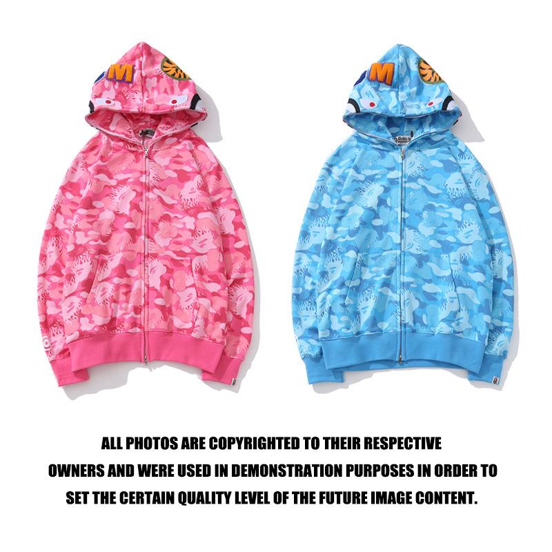 Bathing Shark and ape head print Hoodie Blue Jellyfish Ghost Fire Camouflage Shark Sweater Hooded Coat Casual Fashion Br NextBlock