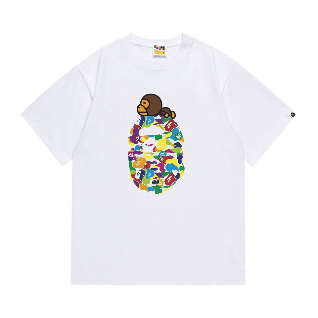 Bathing Shark and ape head print T-Shirt NextBlock