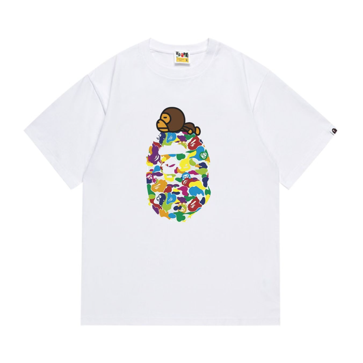 Bathing Shark and ape head print T-Shirt NextBlock