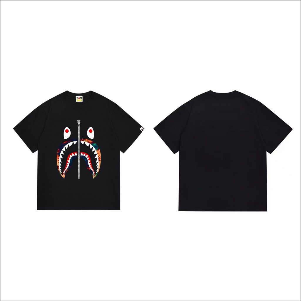 Bathing Shark and ape head print T-Shirt NextBlock