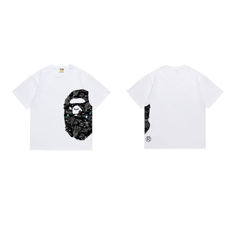 Bathing Shark and ape head print T Shirts NextBlock