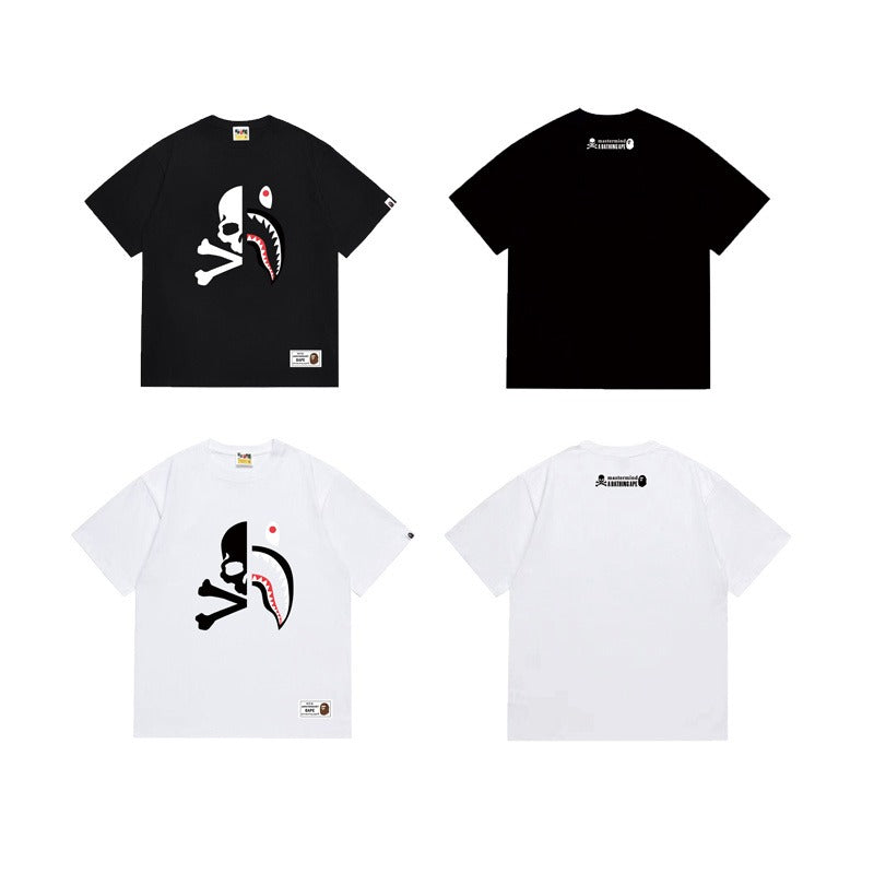 Bathing Shark and ape head print T Shirts NextBlock