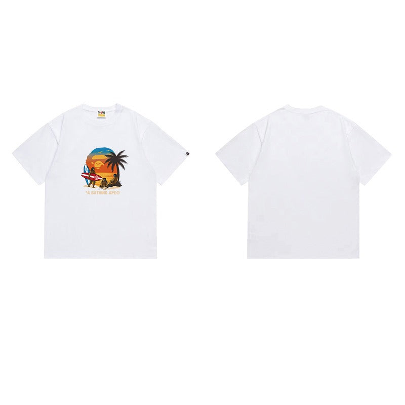 Bathing Shark and ape head print T Shirts NextBlock