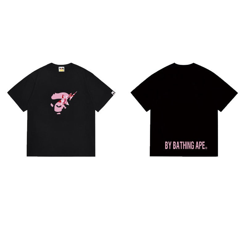 Bathing Shark and ape head print T Shirts NextBlock