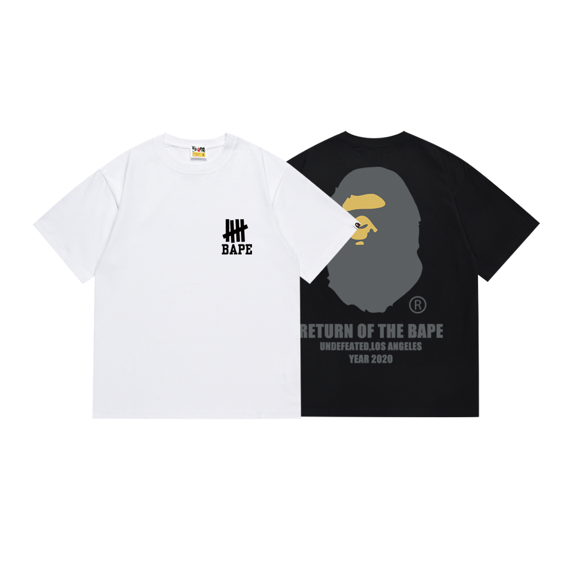 Bathing Shark and ape head print T-Shirt NextBlock