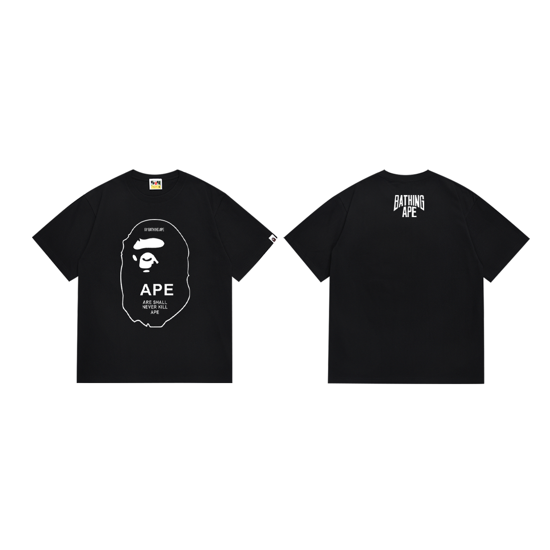 Bathing Shark and ape head print T-Shirt NextBlock