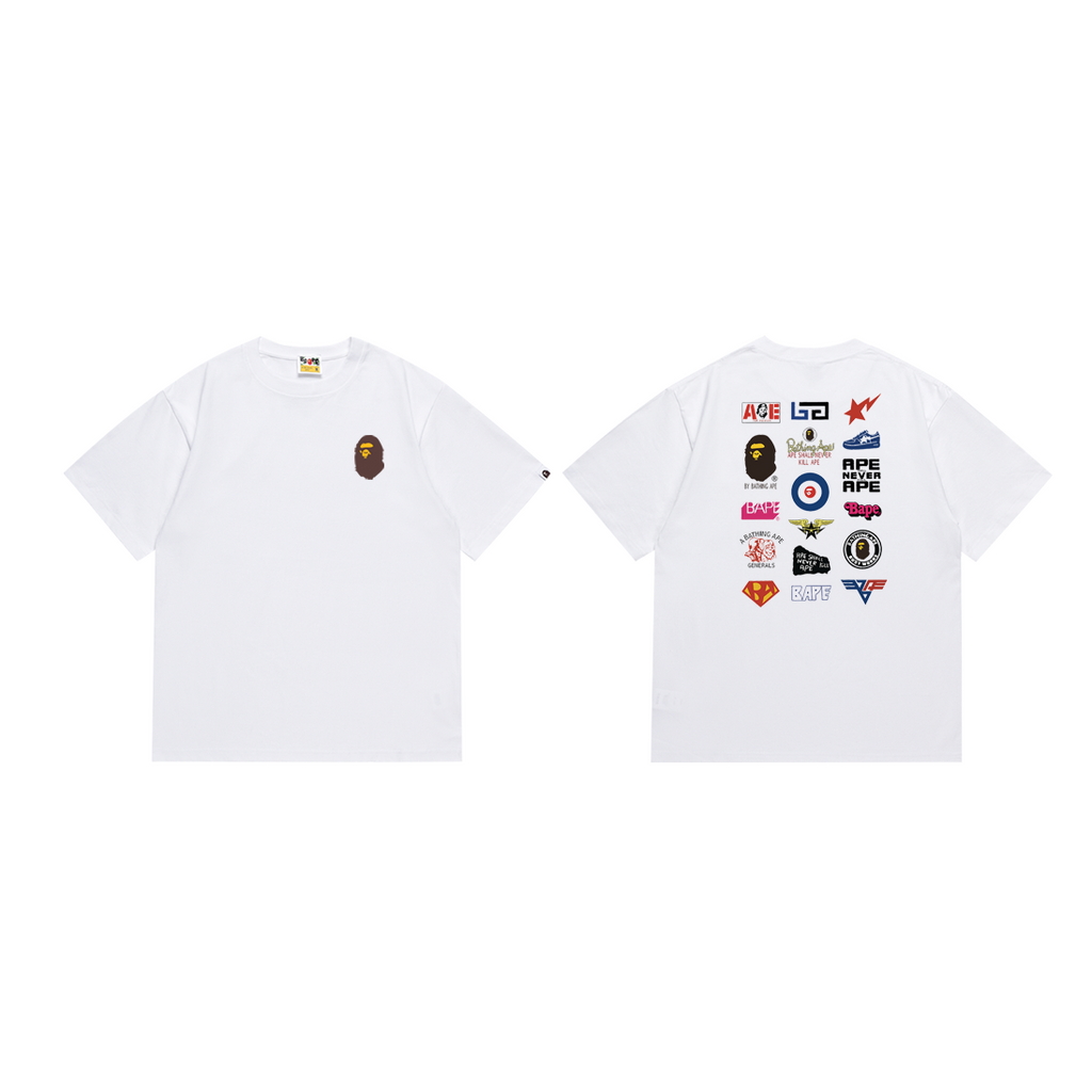 Bathing Shark and ape head print T-Shirt NextBlock