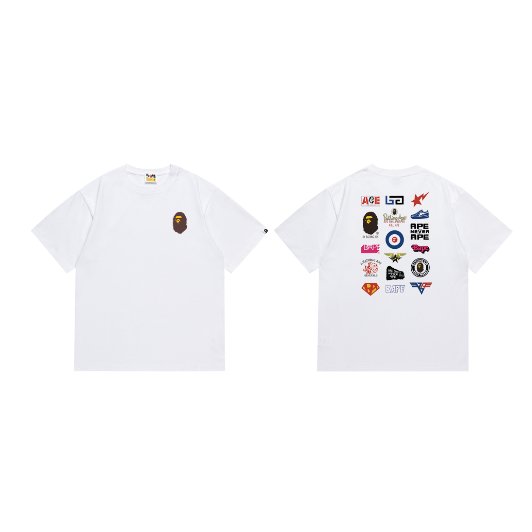 Bathing Shark and ape head print T-Shirt NextBlock