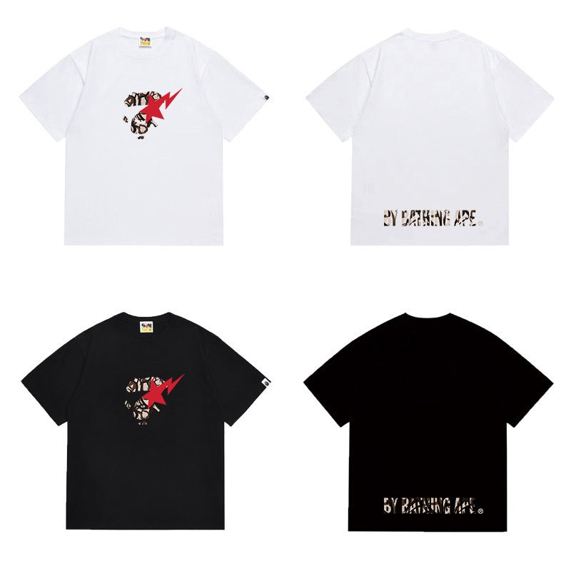 Bathing Shark and ape head print T Shirts NextBlock