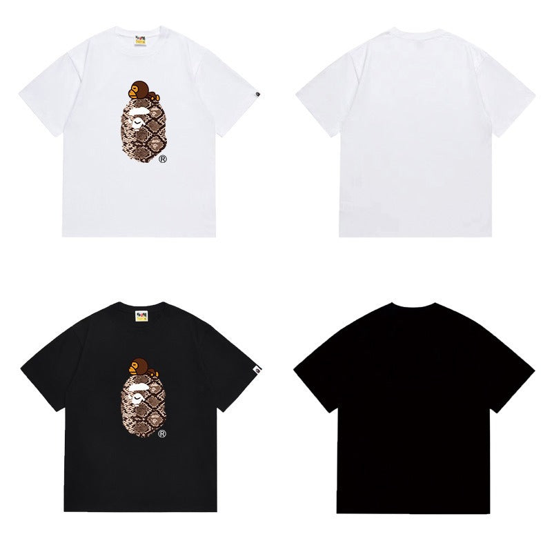 Bathing Shark and ape head print T Shirts NextBlock