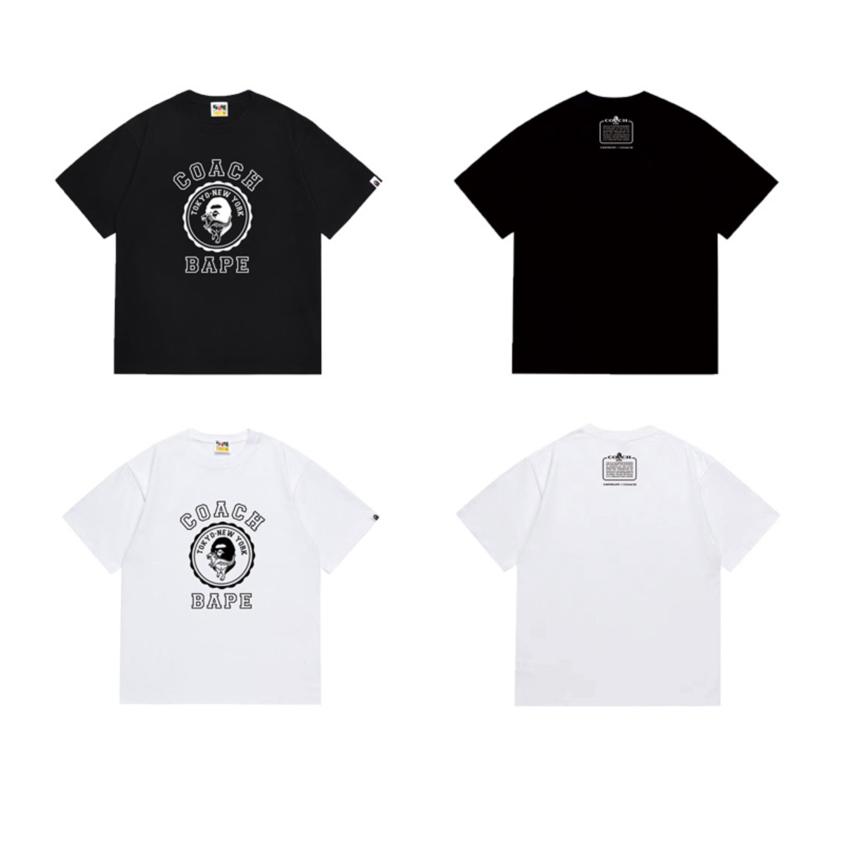 Bathing Shark and ape head print T-Shirt NextBlock
