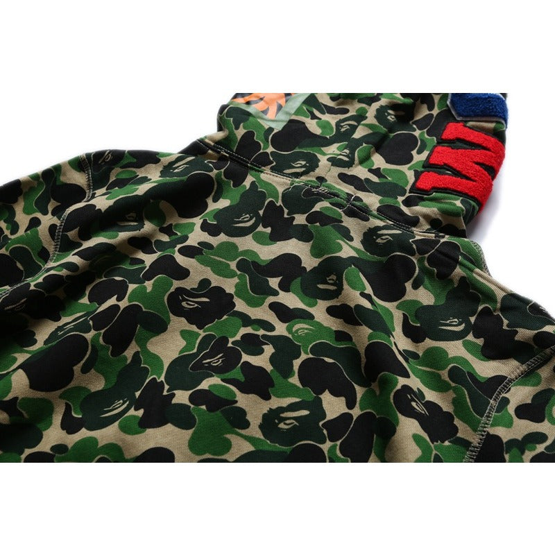 Bathing Shark and ape head print Hoodie Camouflage Alphabet Embroidery Shark Hooded NextBlock