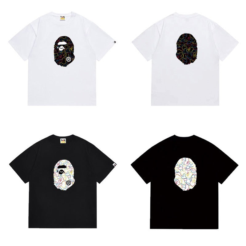 Bathing Shark and ape head print T Shirts NextBlock