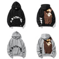 Bathing Shark and ape head print Hoodie Man Alphabet Print Solid Color Shark NextBlock