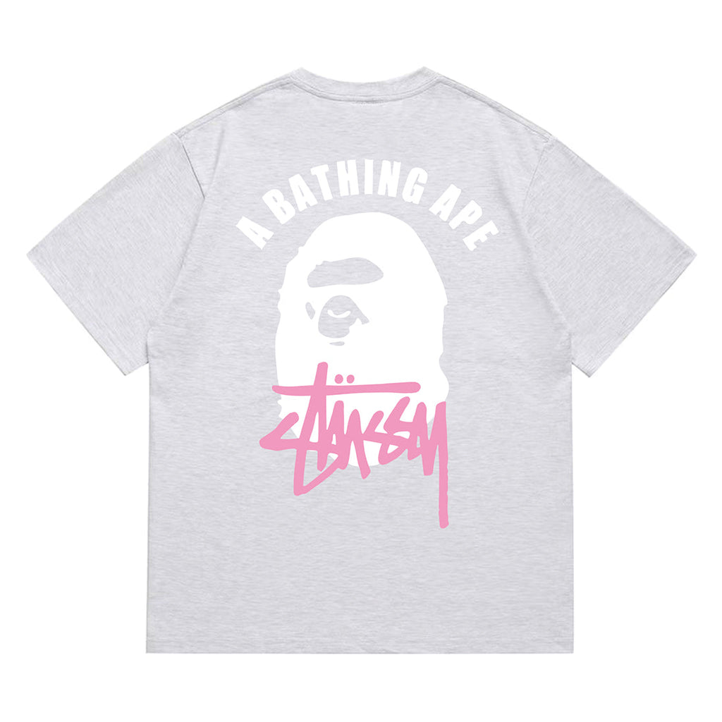 Bathing Shark and ape head print T-Shirt NextBlock