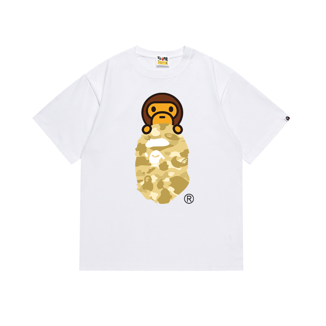 Bathing Shark and ape head print T-Shirt NextBlock