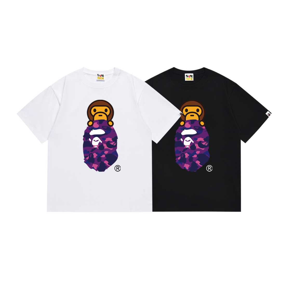 Bathing Shark and ape head print T-Shirt NextBlock