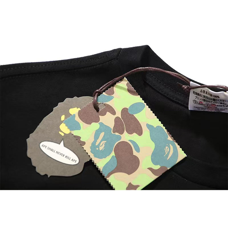Bathing Shark and ape head print T Shirt NextBlock