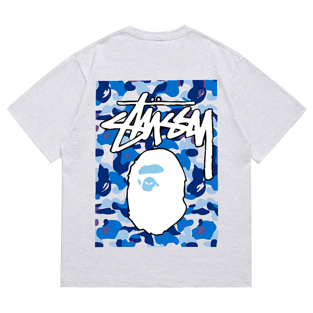 Bathing Shark and ape head print T-Shirt NextBlock