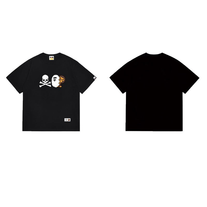 Bathing Shark and ape head print T Shirts NextBlock
