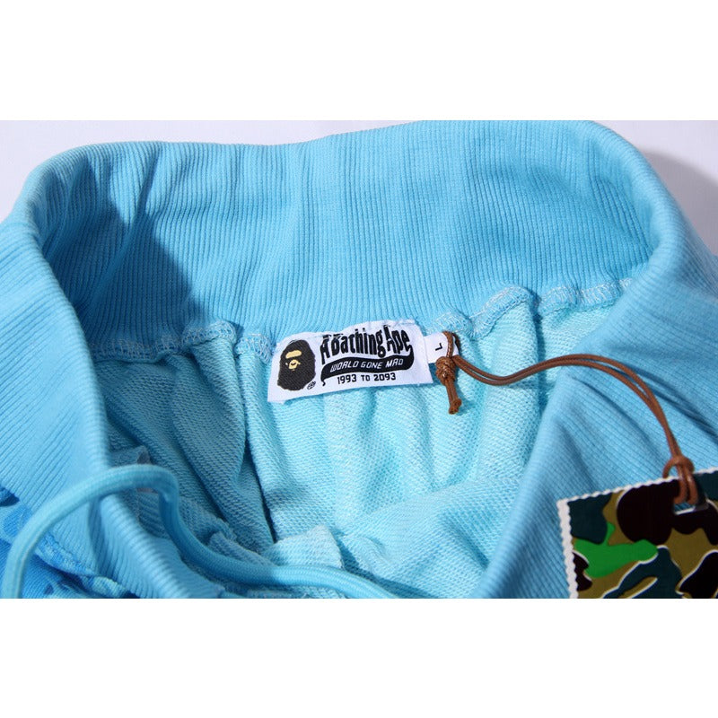 Bathing Shark and ape head print Shorts Flame Blue Camo Shark Straight Beach Pants NextBlock