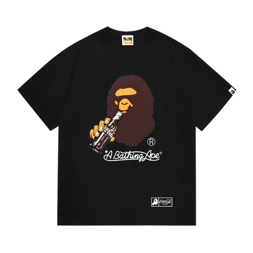Bathing Shark and ape head print T-Shirt NextBlock