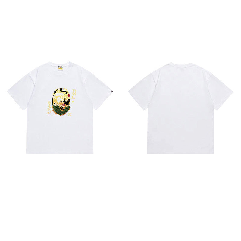 Bathing Shark and ape head print T Shirts NextBlock