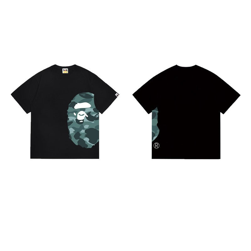 Bathing Shark and ape head print T Shirts NextBlock