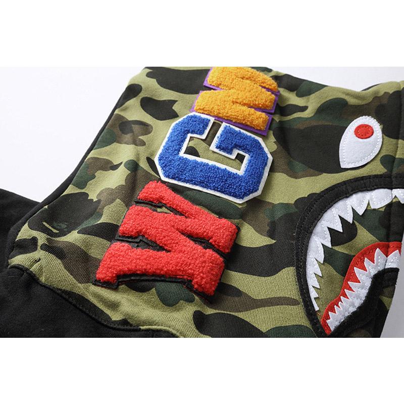 Bathing Shark and ape head print Hoodie Autumn and Winter Men's Cotton Hooded Sweater Fleece Jacket NextBlock