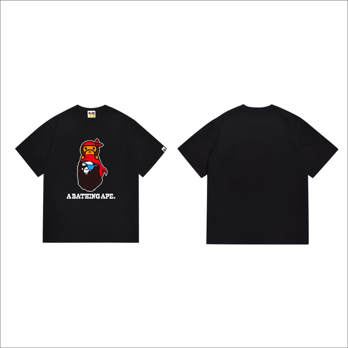 Bathing Shark and ape head print T-Shirt NextBlock