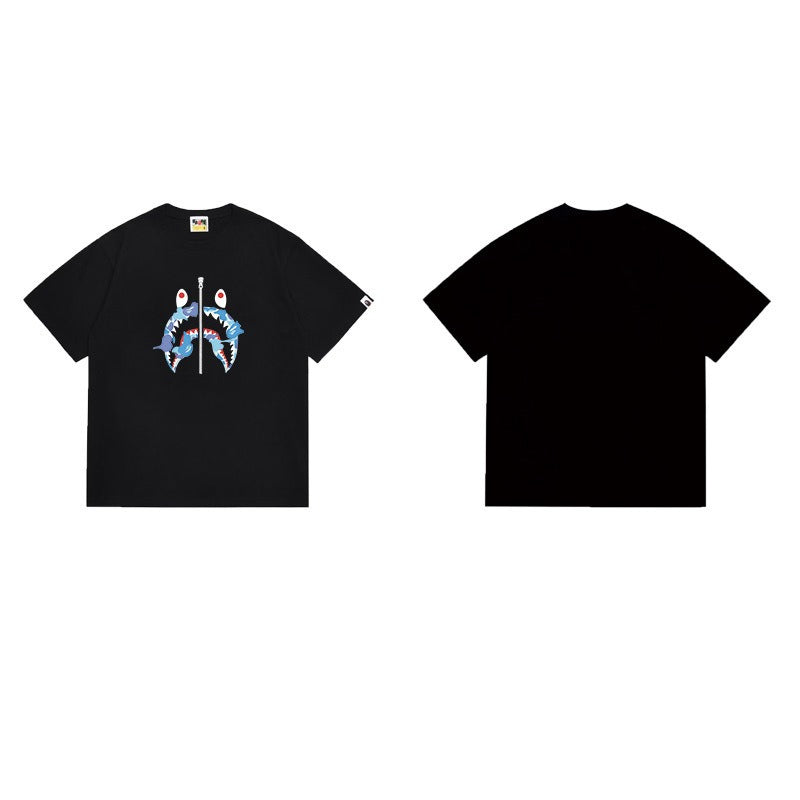 Bathing Shark and ape head print T Shirts NextBlock