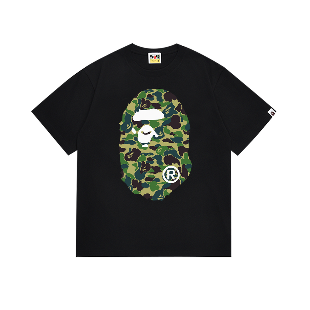 Bathing Shark and ape head print T-Shirt NextBlock