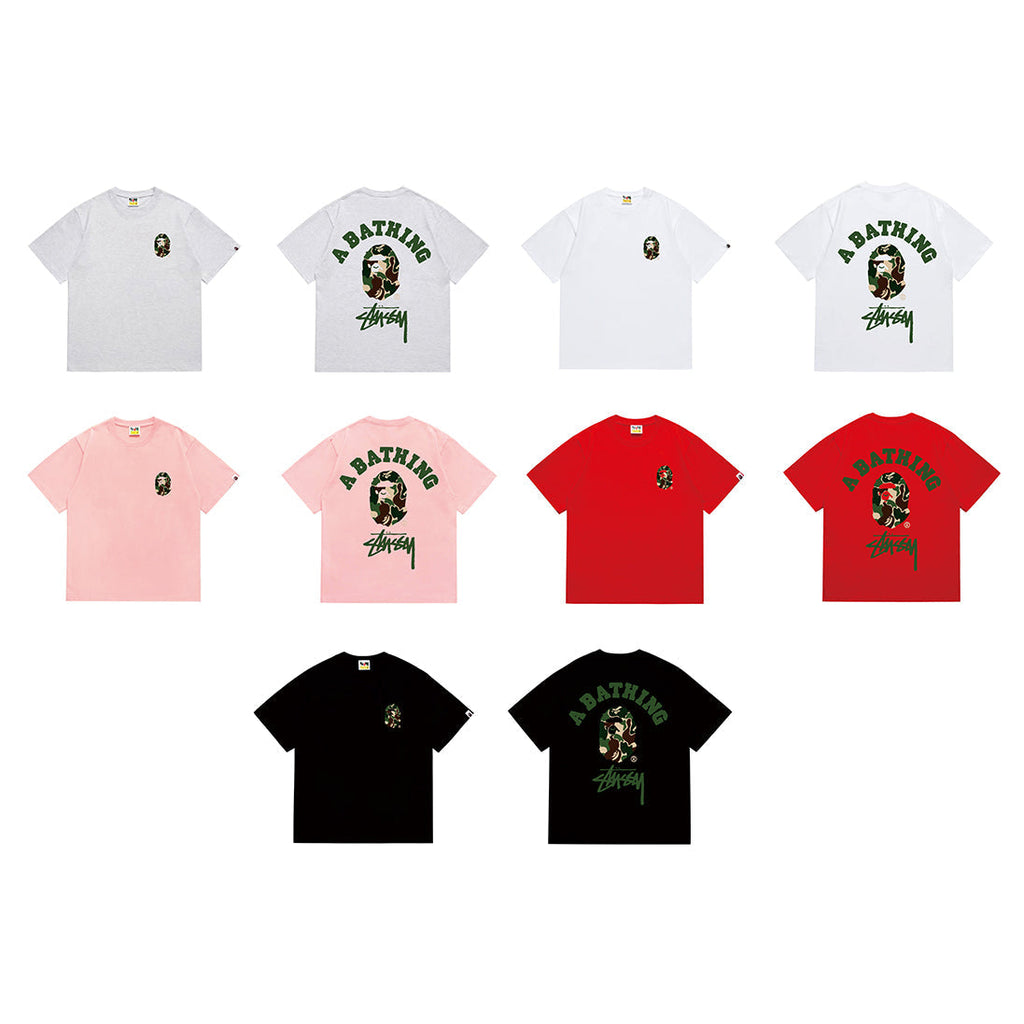 Bathing Shark and ape head print T-Shirt NextBlock