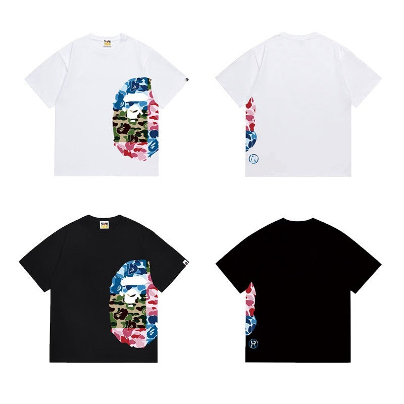 Bathing Shark and ape head print T Shirts NextBlock