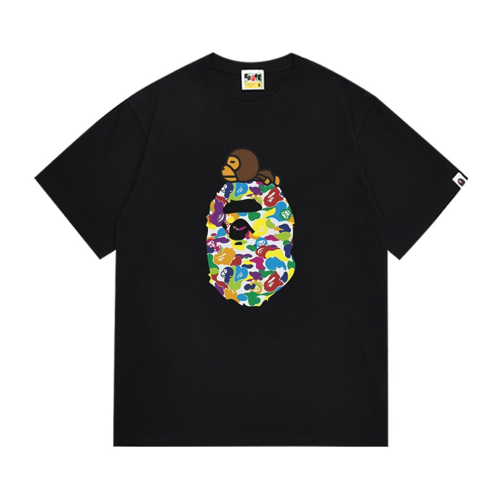 Bathing Shark and ape head print T-Shirt NextBlock