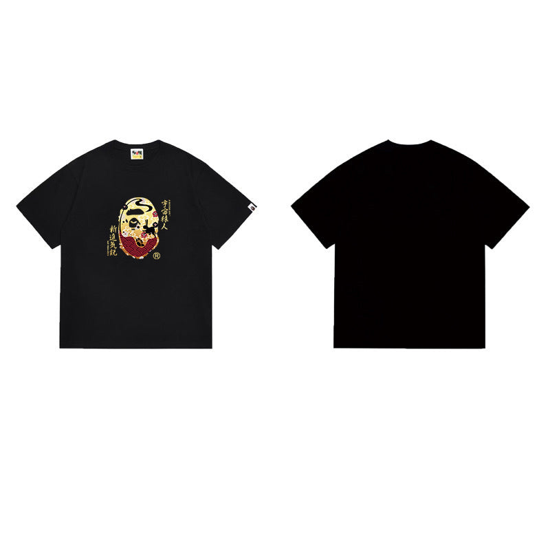Bathing Shark and ape head print T Shirts NextBlock