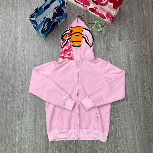 Bathing Shark and ape head print hoode BAPE bapexmilo co-branded double hat NextBlock